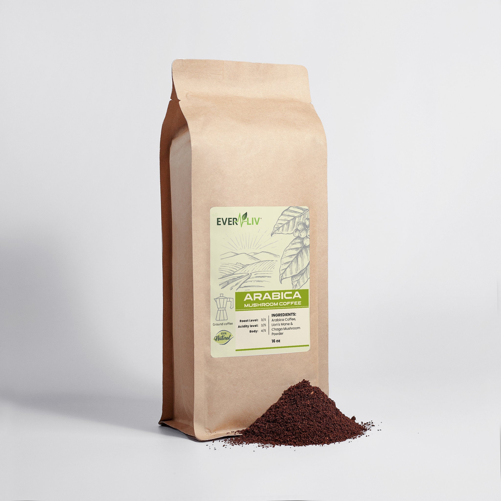 EverLiv - Lion’s Mane & Chaga Mushroom Coffee - EverLiv LLC