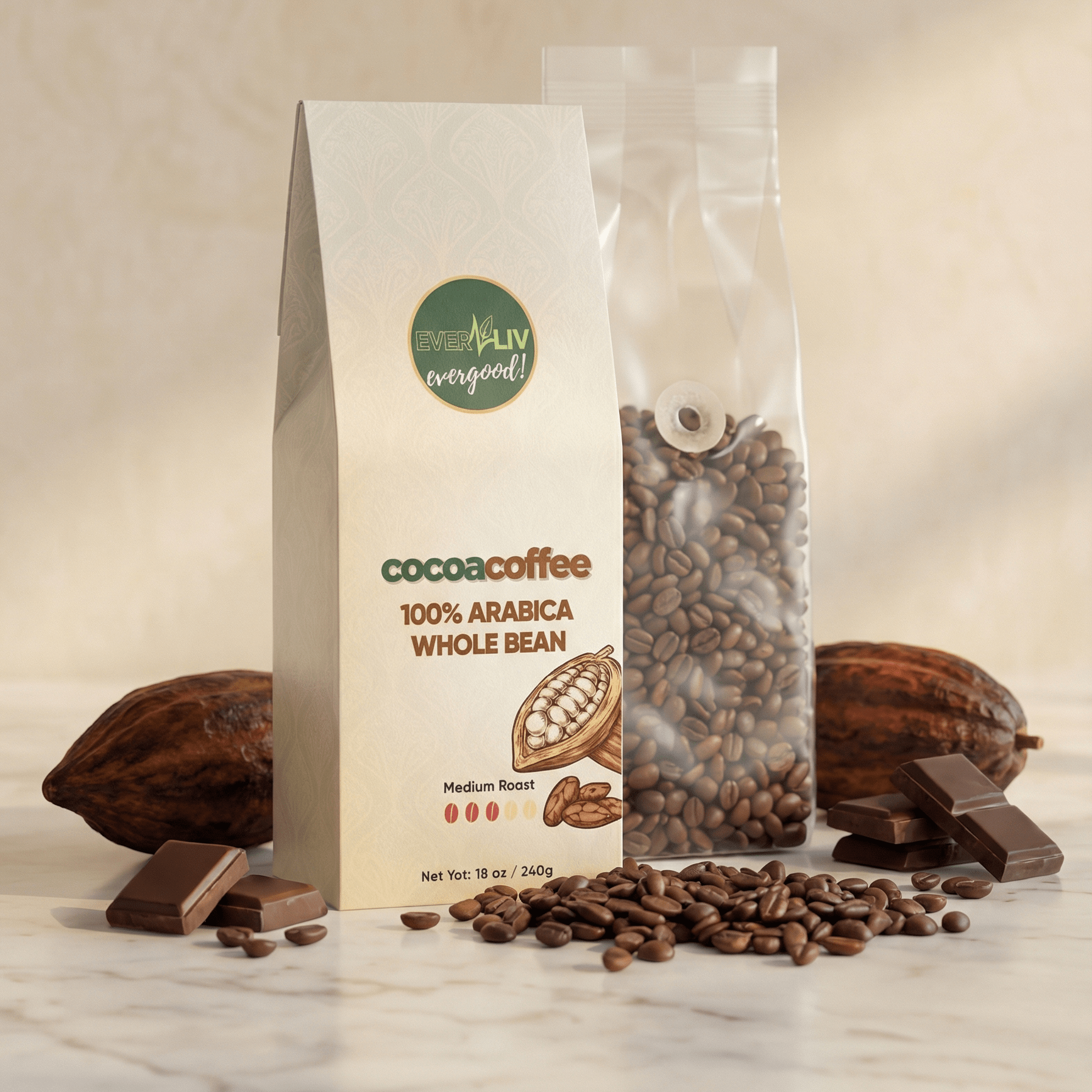 EverLiv Cocoa Coffee (Medium Roast) - EverLiv LLC