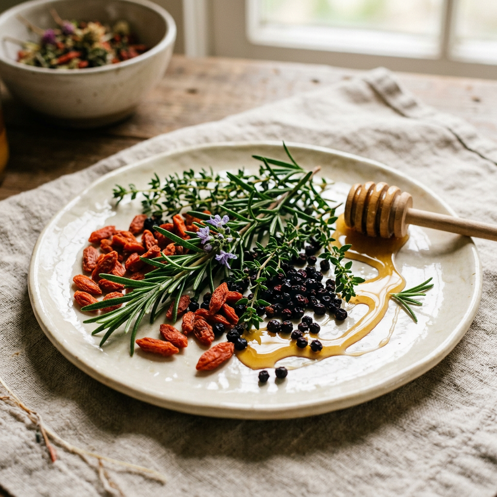 Fresh botanical wellness ingredients